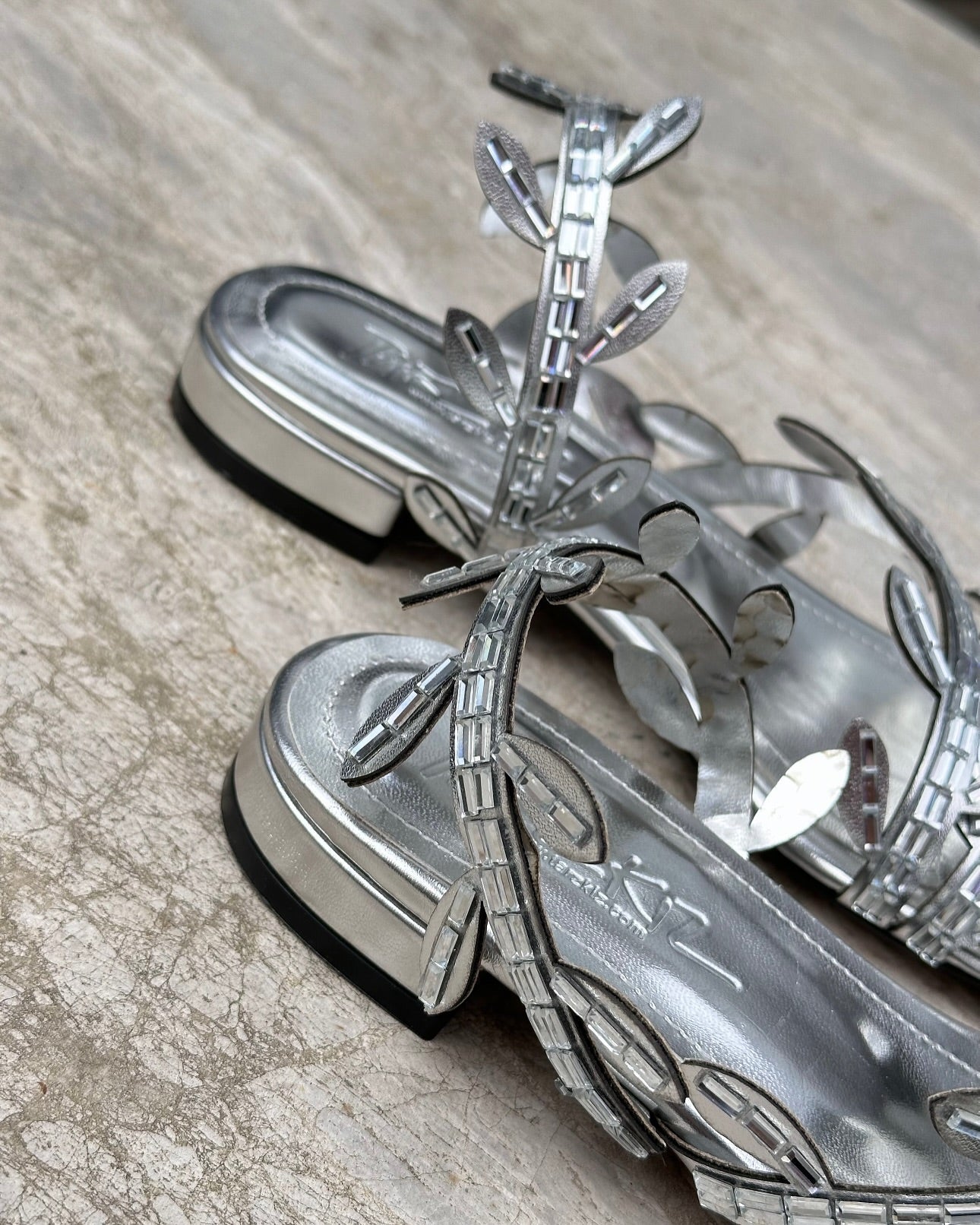 Silver Leaf Flat Sandals