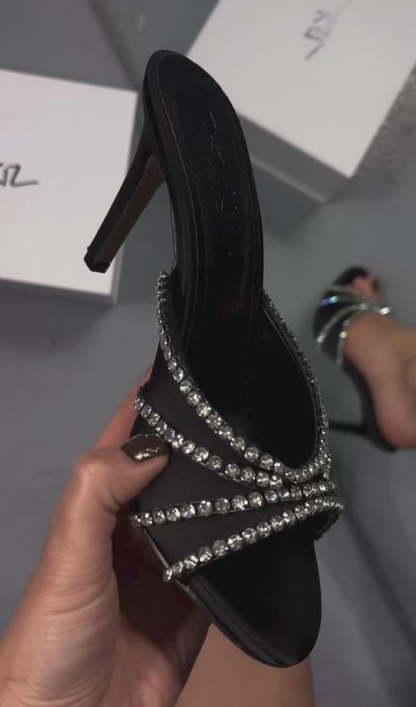 Diamond-encrusted soft-soled high heels