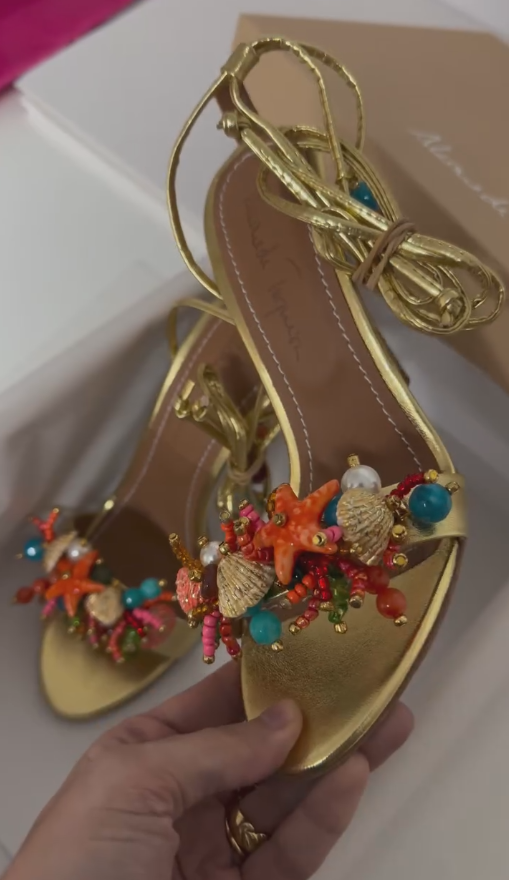 Ocean strap gold high heels