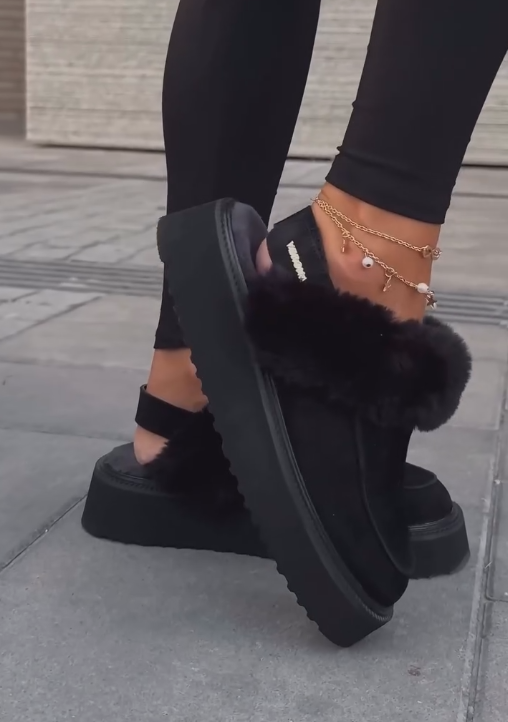 Elastic band fleece cotton casual shoes