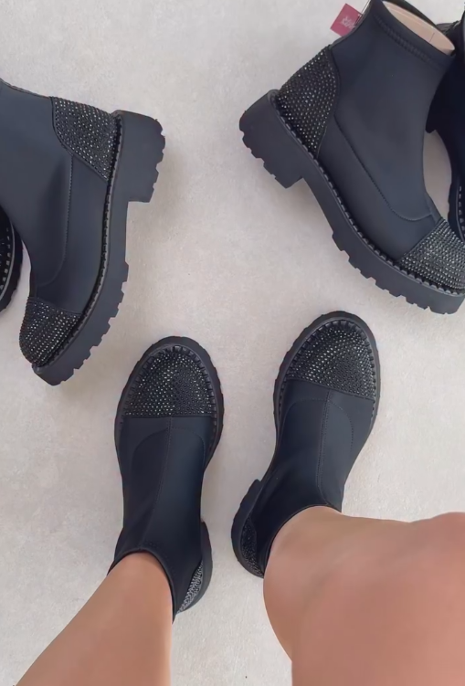 diamond-encrusted ankle boots