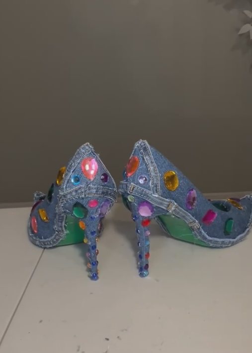 Denim Jewelry High Heels
