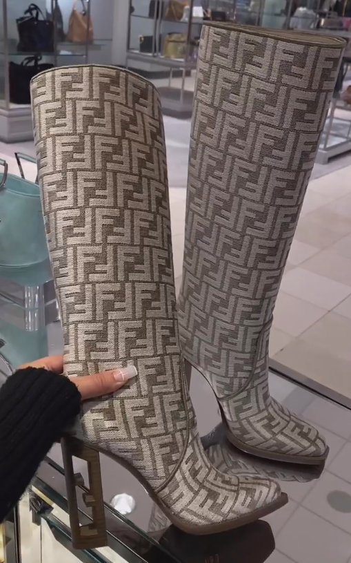 Printed pure cotton fleece-lined high boots