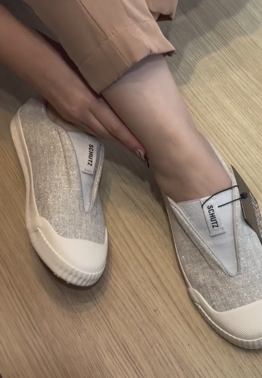 Glittery Casual Silver Canvas Shoes