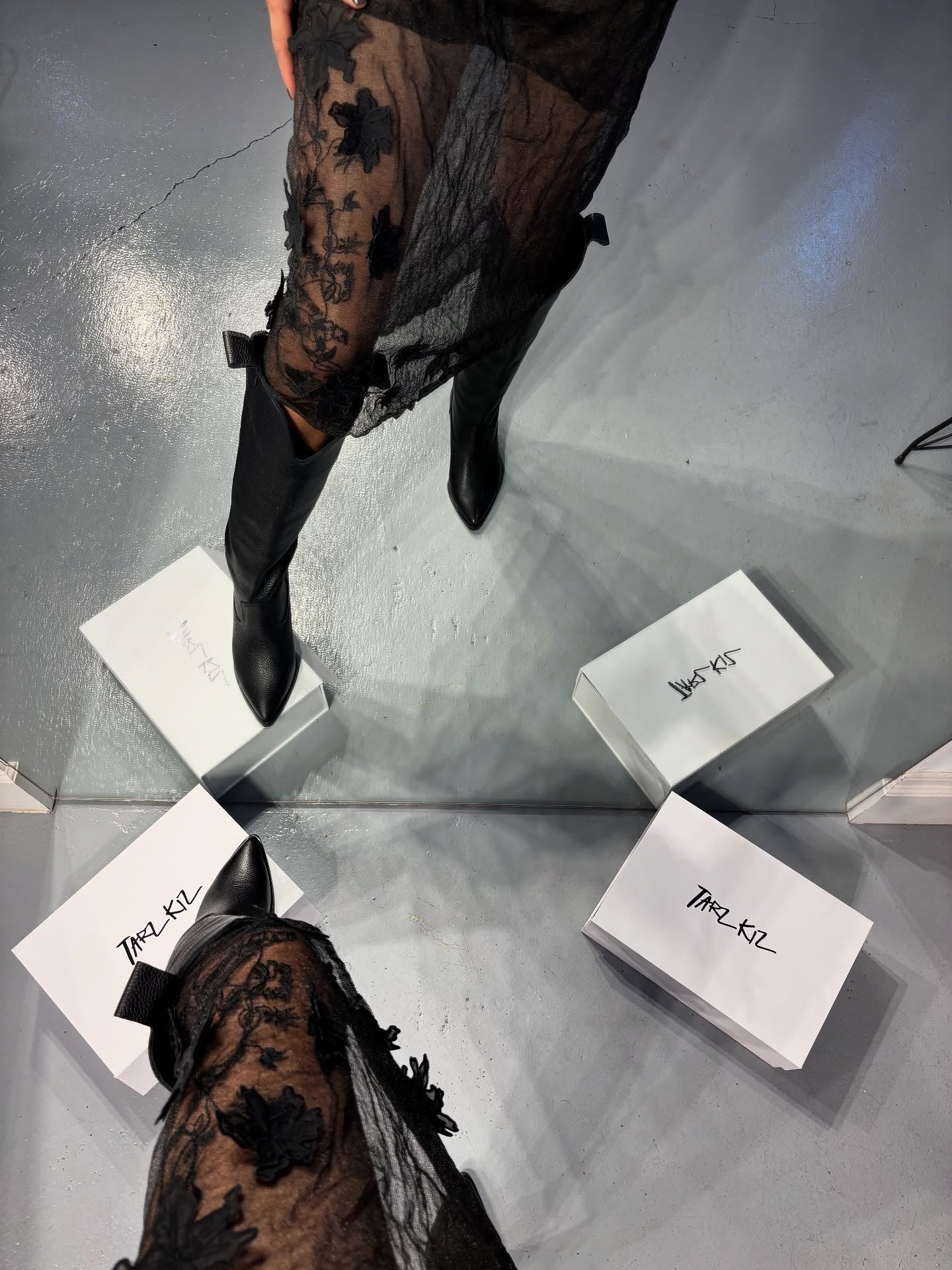 Black Italian leather boots