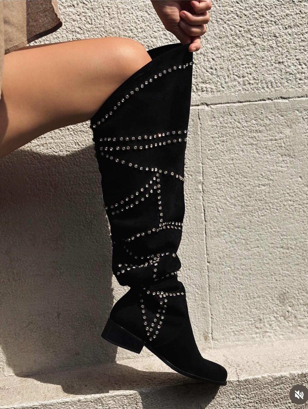 Diamond crystal embellished soft boots