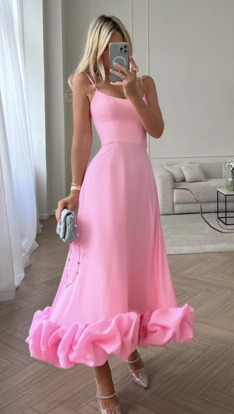 Pink Rolled Suspender Dress