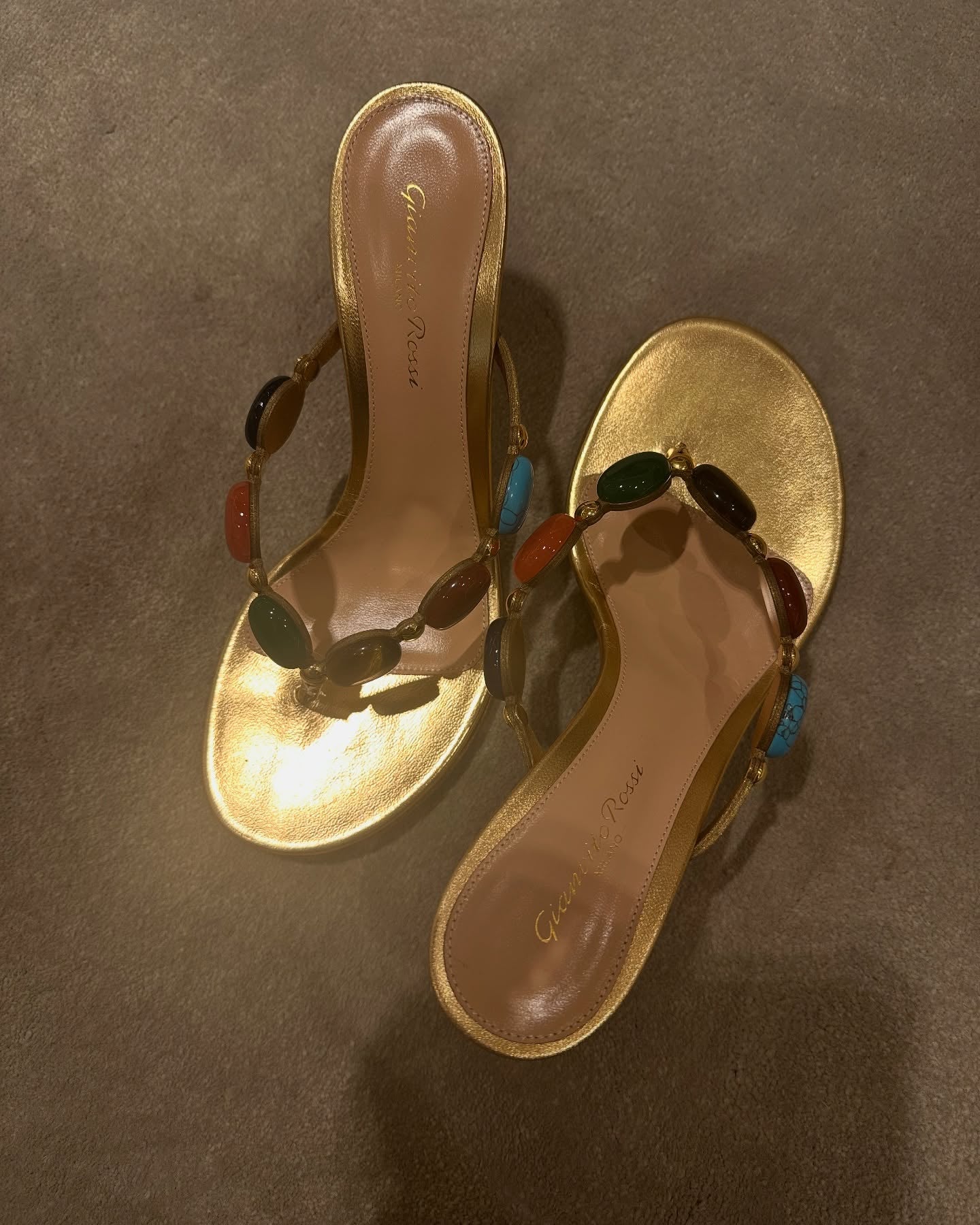 Jewel-encrusted chain sandals