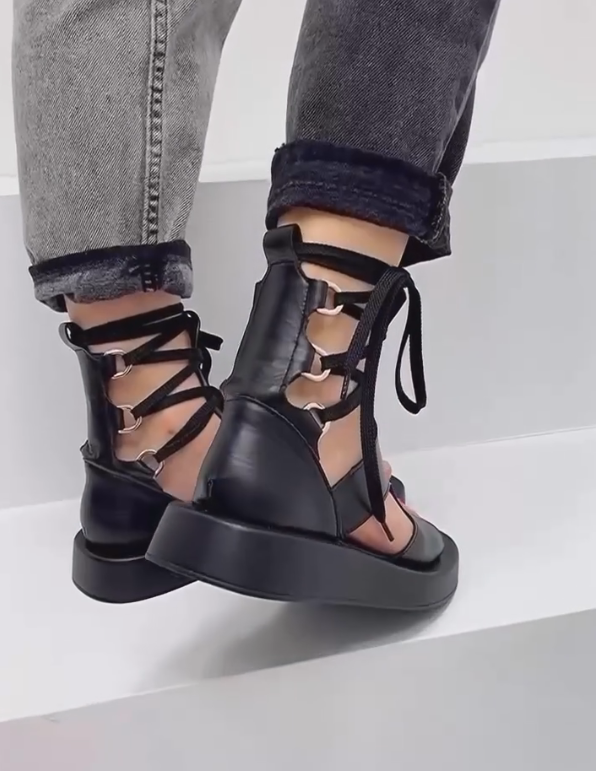 Black Wrap Knot Platform Sandals