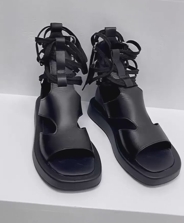 Black Wrap Knot Platform Sandals