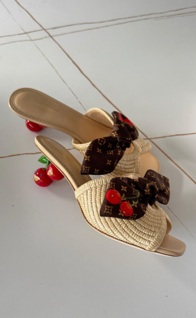 Cherry cute braided low heels