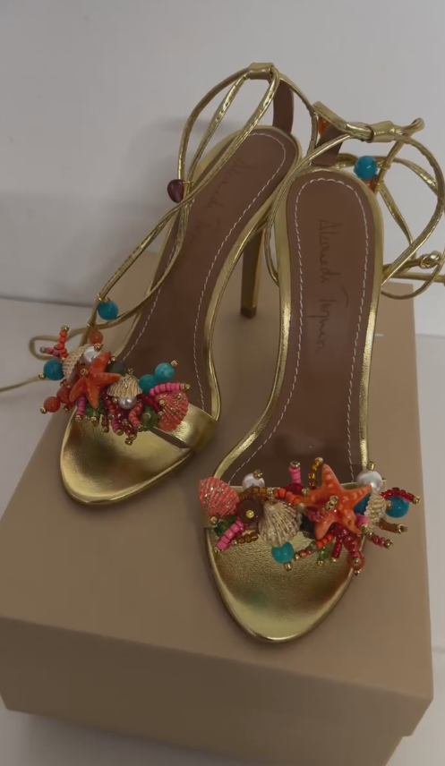 Ocean strap gold high heels