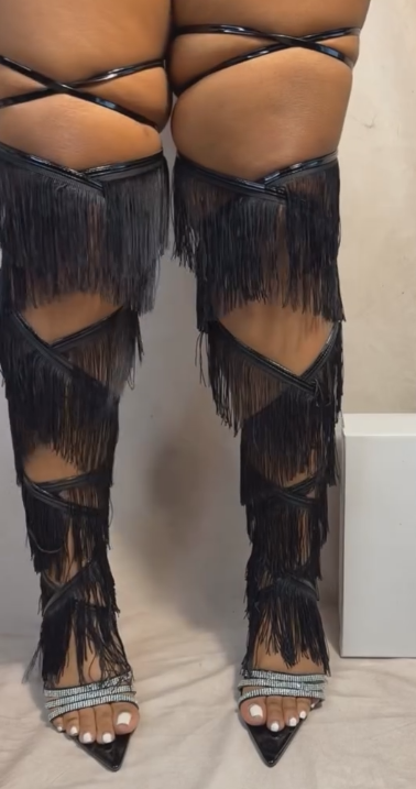 tassel high-heeled lace-up shoes
