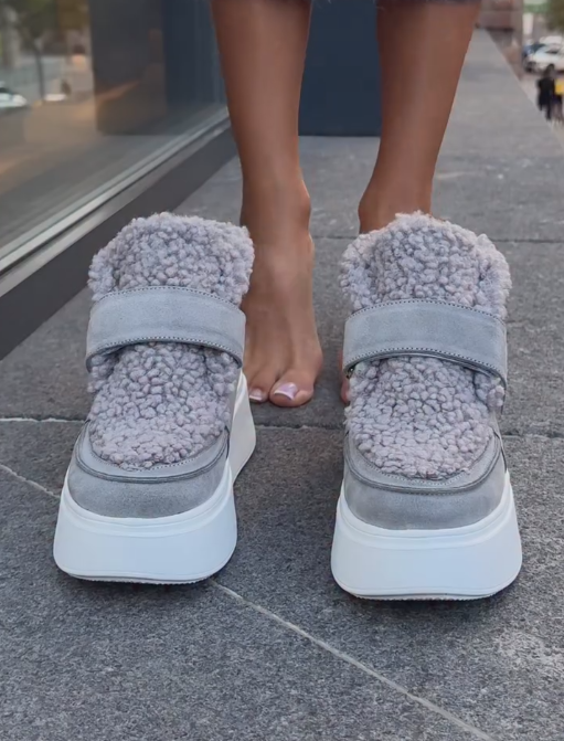 Velvet Velcro Strap Cotton Shoes