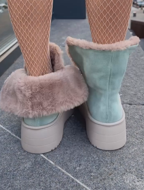 Fleece sky blue cotton boots