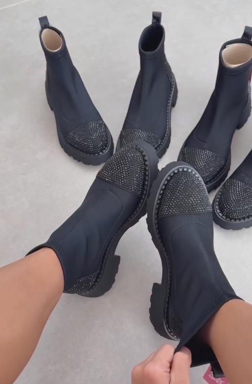 diamond-encrusted ankle boots