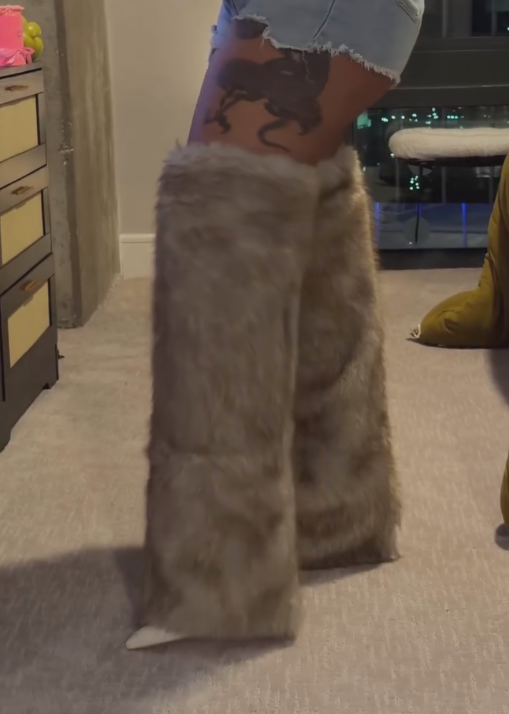 Gray soft fleece boots