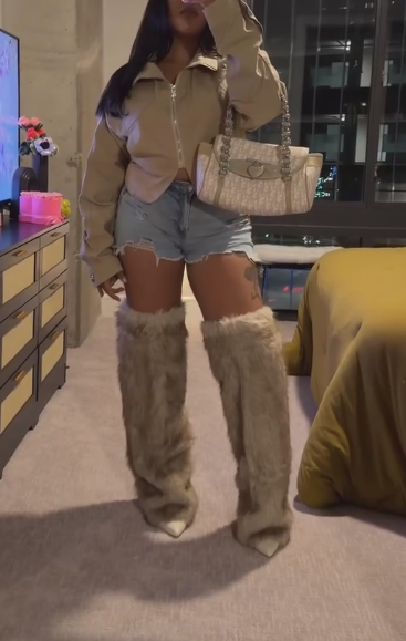 Gray soft fleece boots