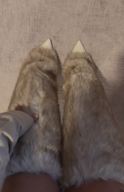 Gray soft fleece boots