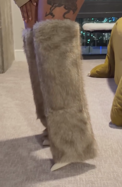 Gray soft fleece boots