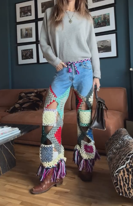 Woven colorful handmade jeans