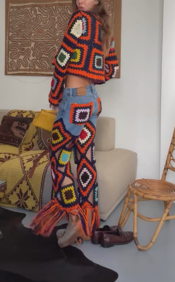 Woven colorful handmade jeans