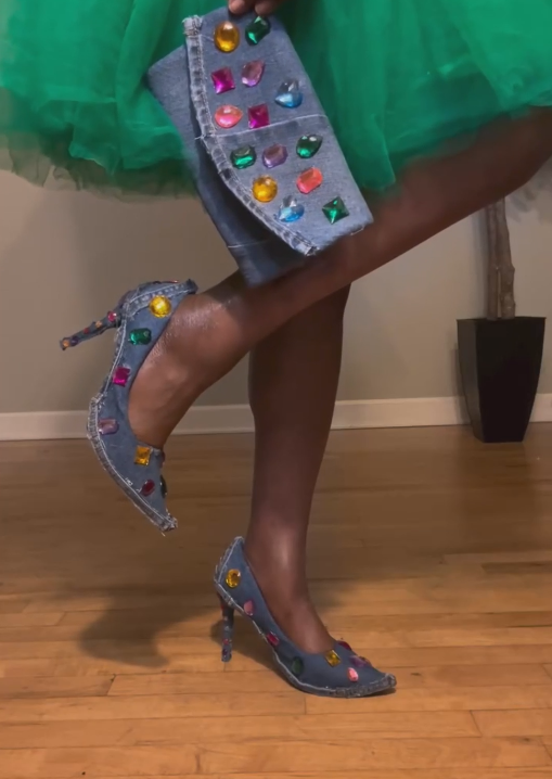 Denim Jewelry High Heels