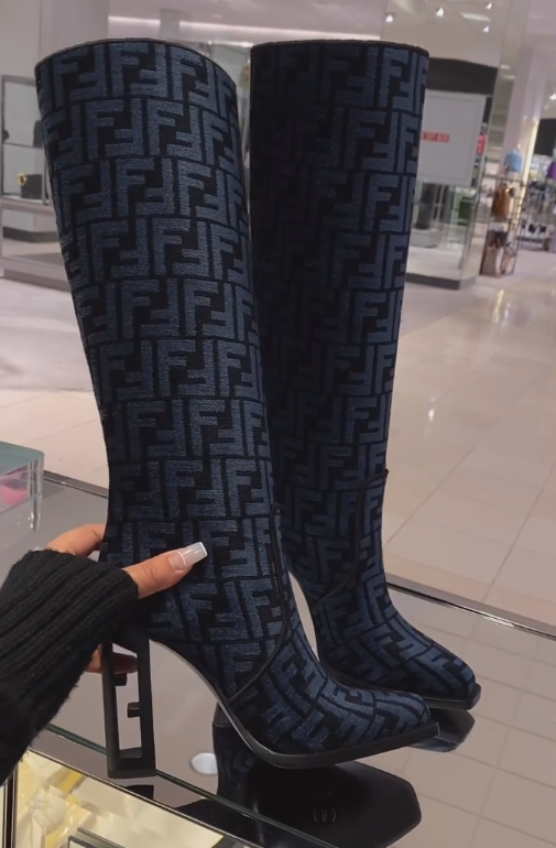 Printed pure cotton fleece-lined high boots