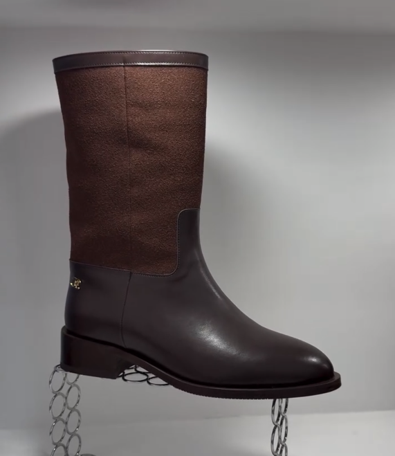 Dark brown suede casual flat boots