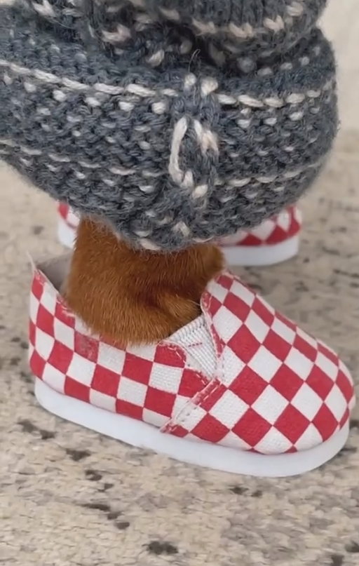 Dog-specific - Red and white mesh shoes