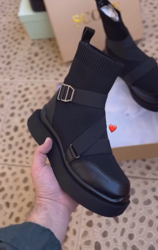 Buckled Black Warrior Short Boots