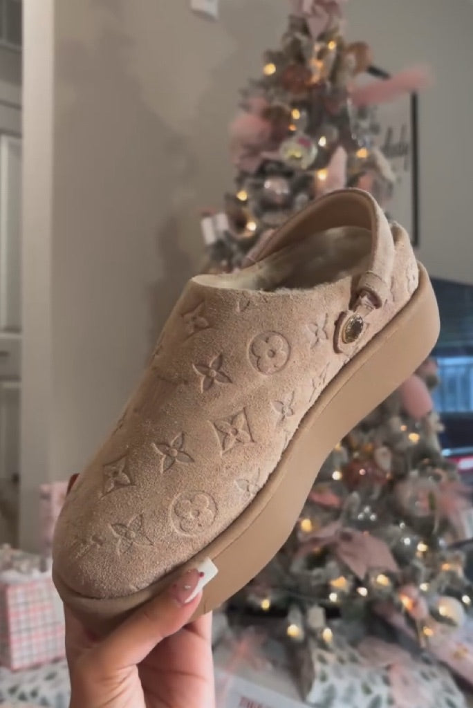 Khaki printed velvet soft ankle boots