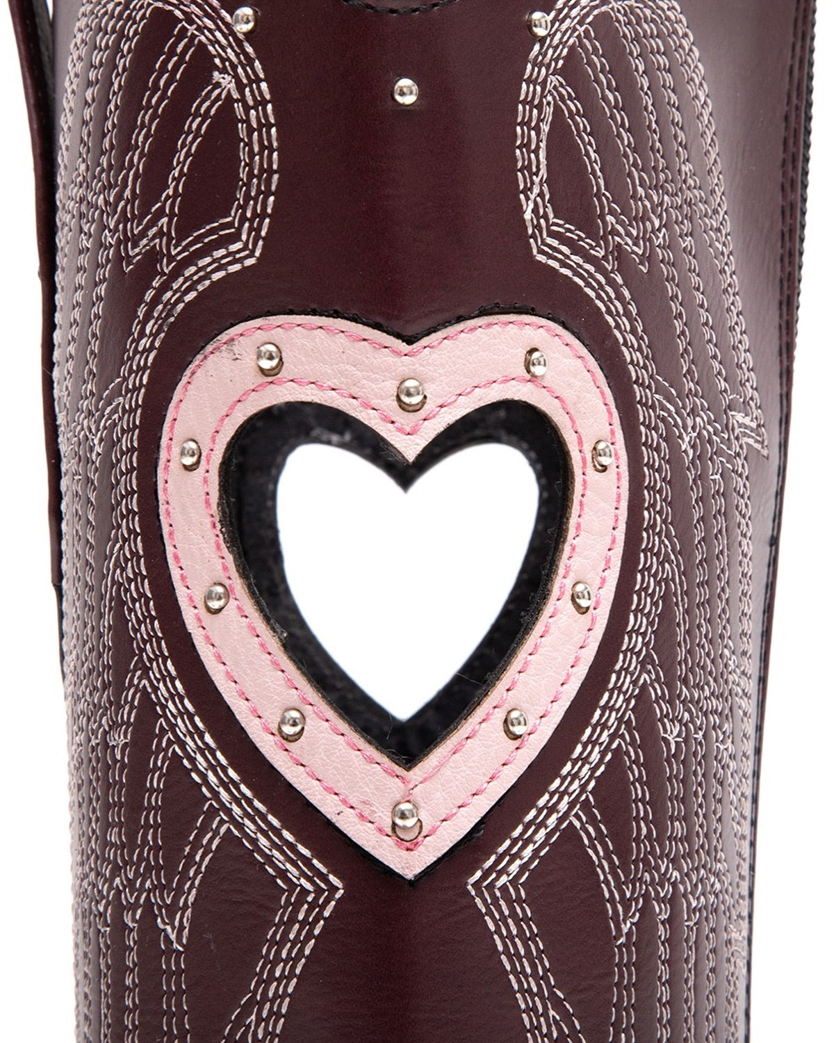 Heart-shaped angel burgundy mid-calf cowboy boots
