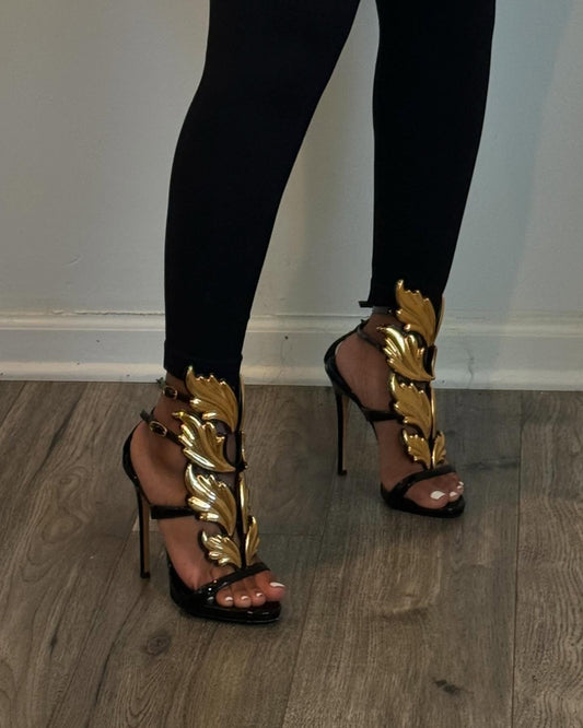Phoenix Wing Gold Powder High Heels