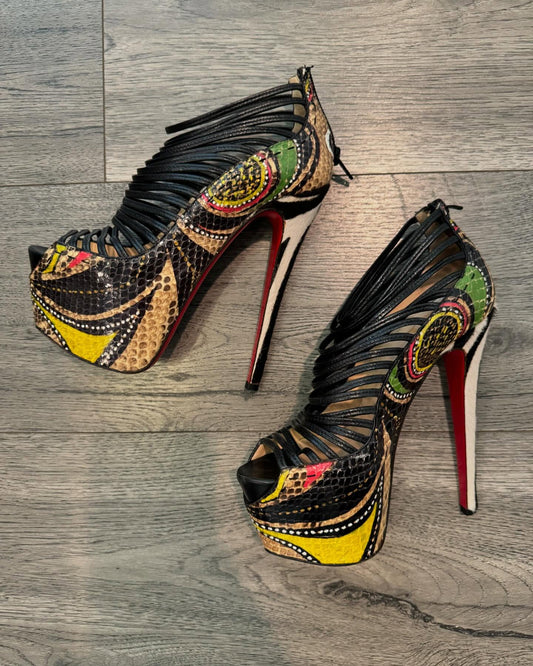 peacock feather high heels