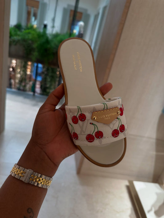 Cherry flat sandals
