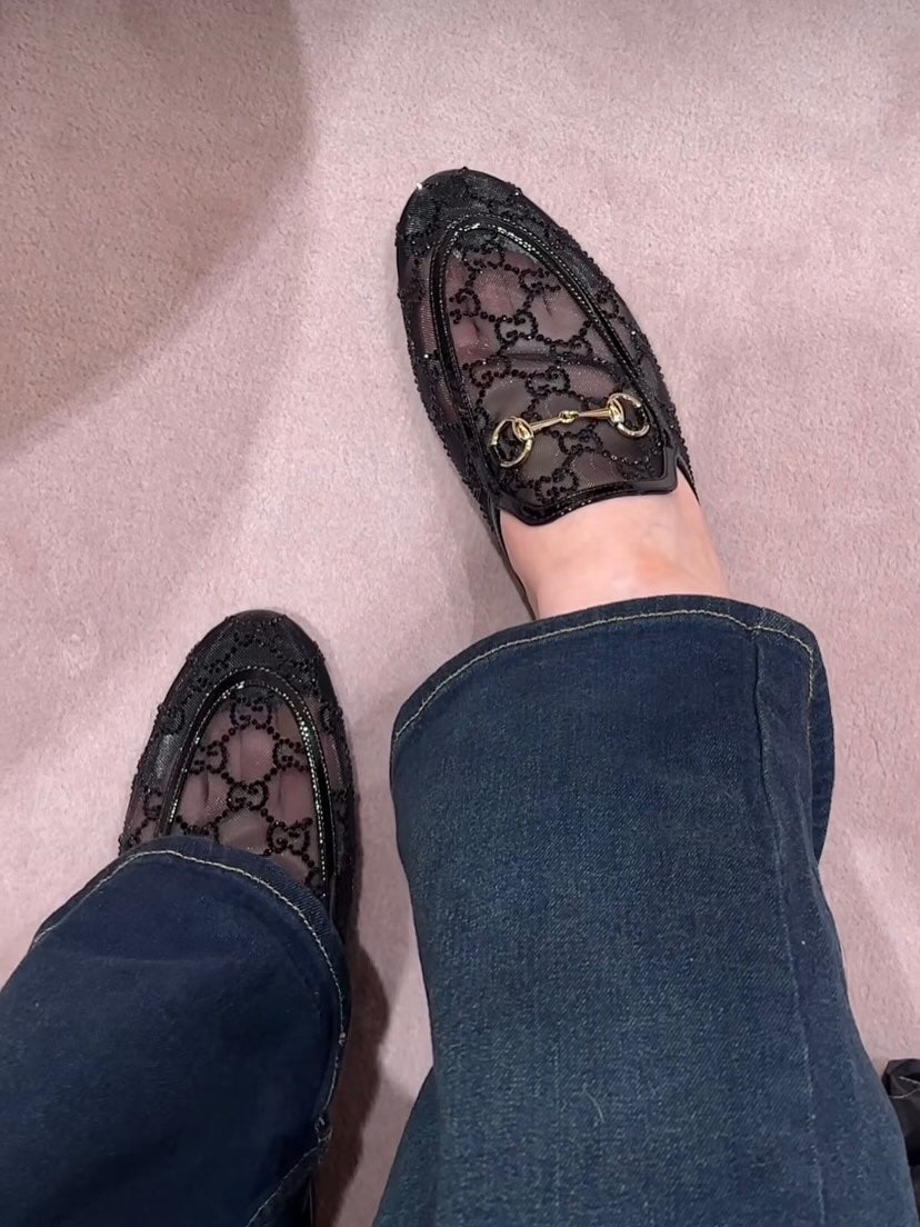 Lace and diamond transparent sandals