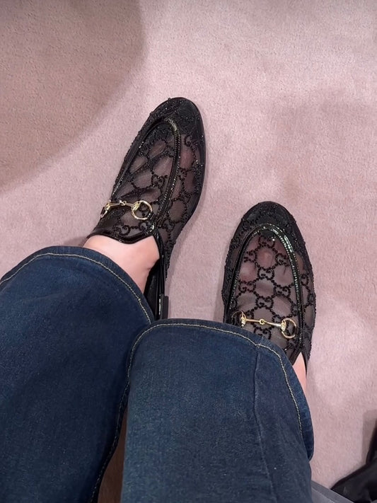 Lace and diamond transparent sandals