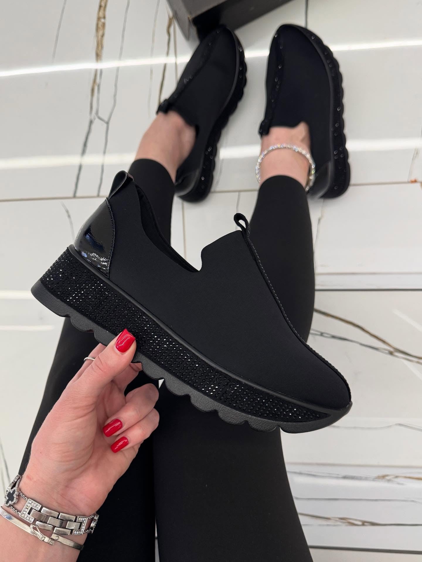 Black diamond-embellished sneakers