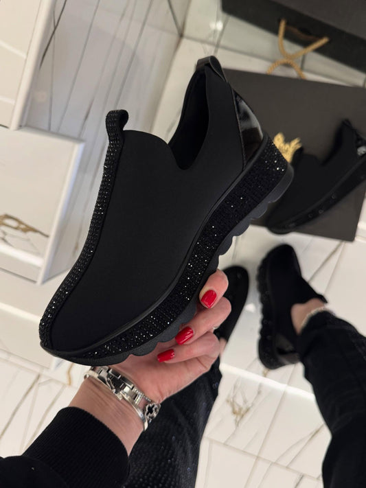 Black diamond-embellished sneakers