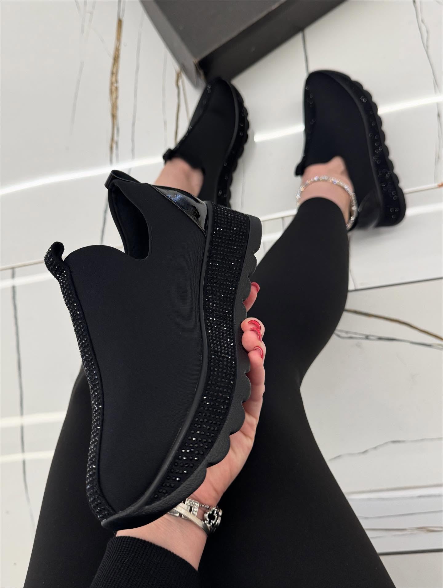 Black diamond-embellished sneakers