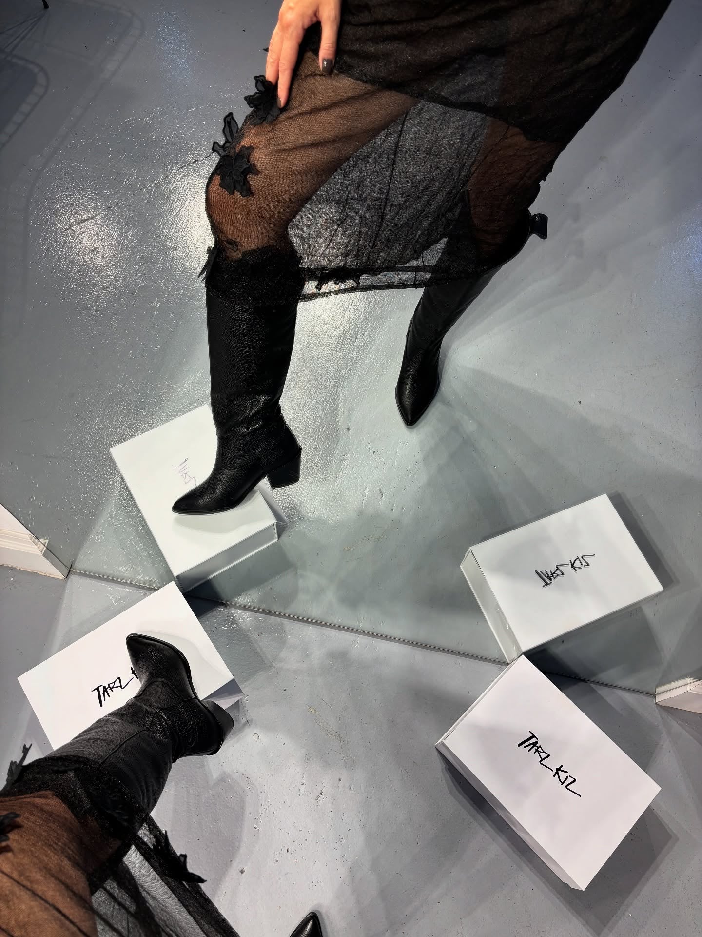 Black Italian leather boots